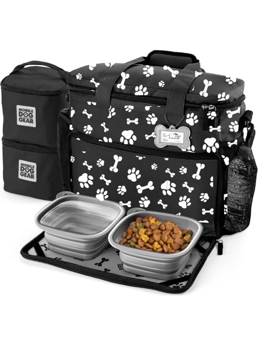 Pet Travel Bag with Food Storage & Collapsible Water Bowls - Airline Approved